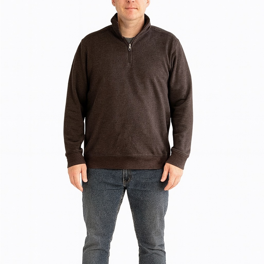 Croft & Barrow Size Small Extra Soft 1/4 Zip Brown Pullover Sweatshirt.